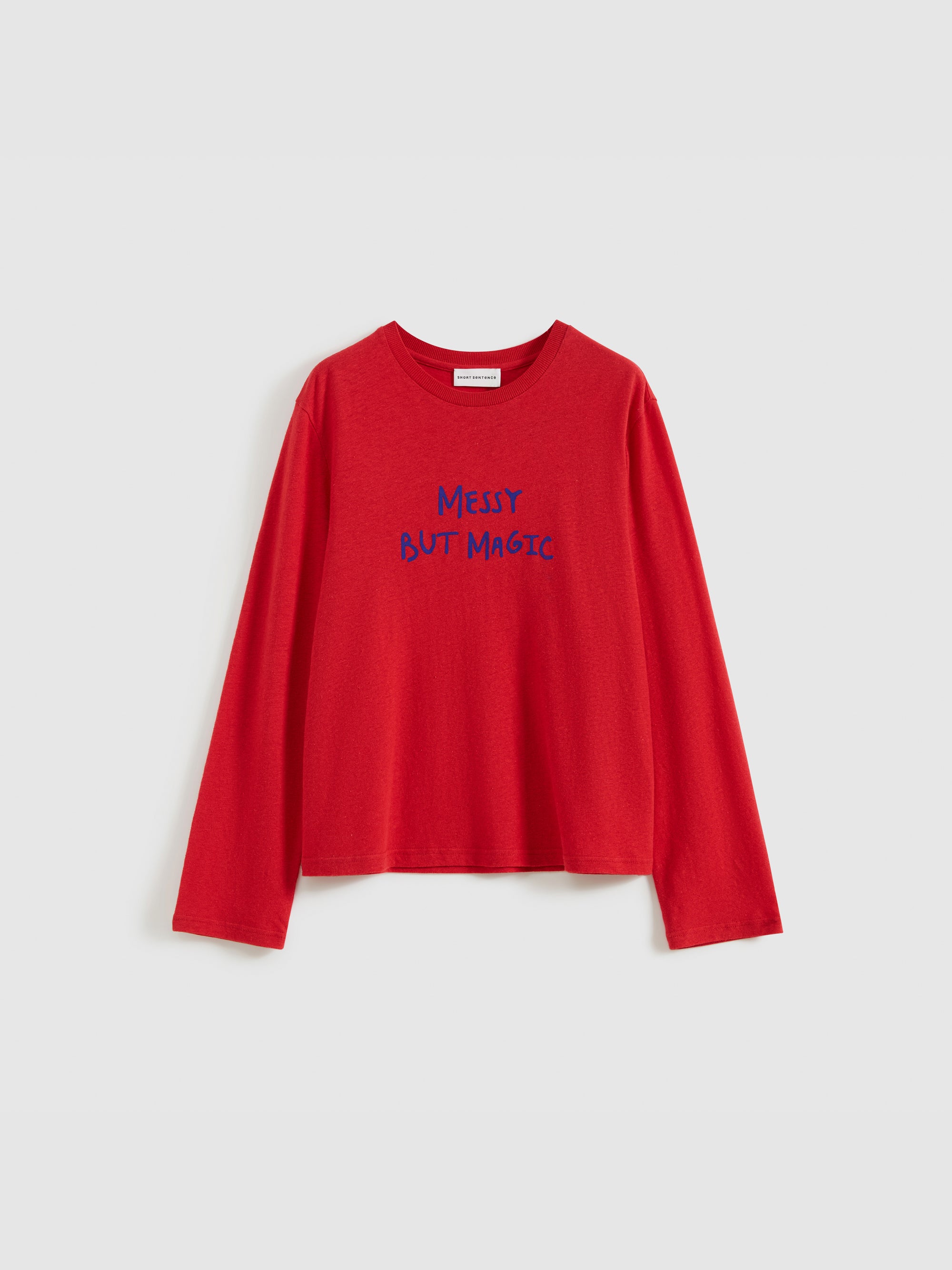 Color-Block Flocked Print Long-Sleeve T-Shirt