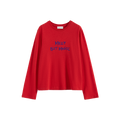 Color-Block Flocked Print Long-Sleeve T-Shirt