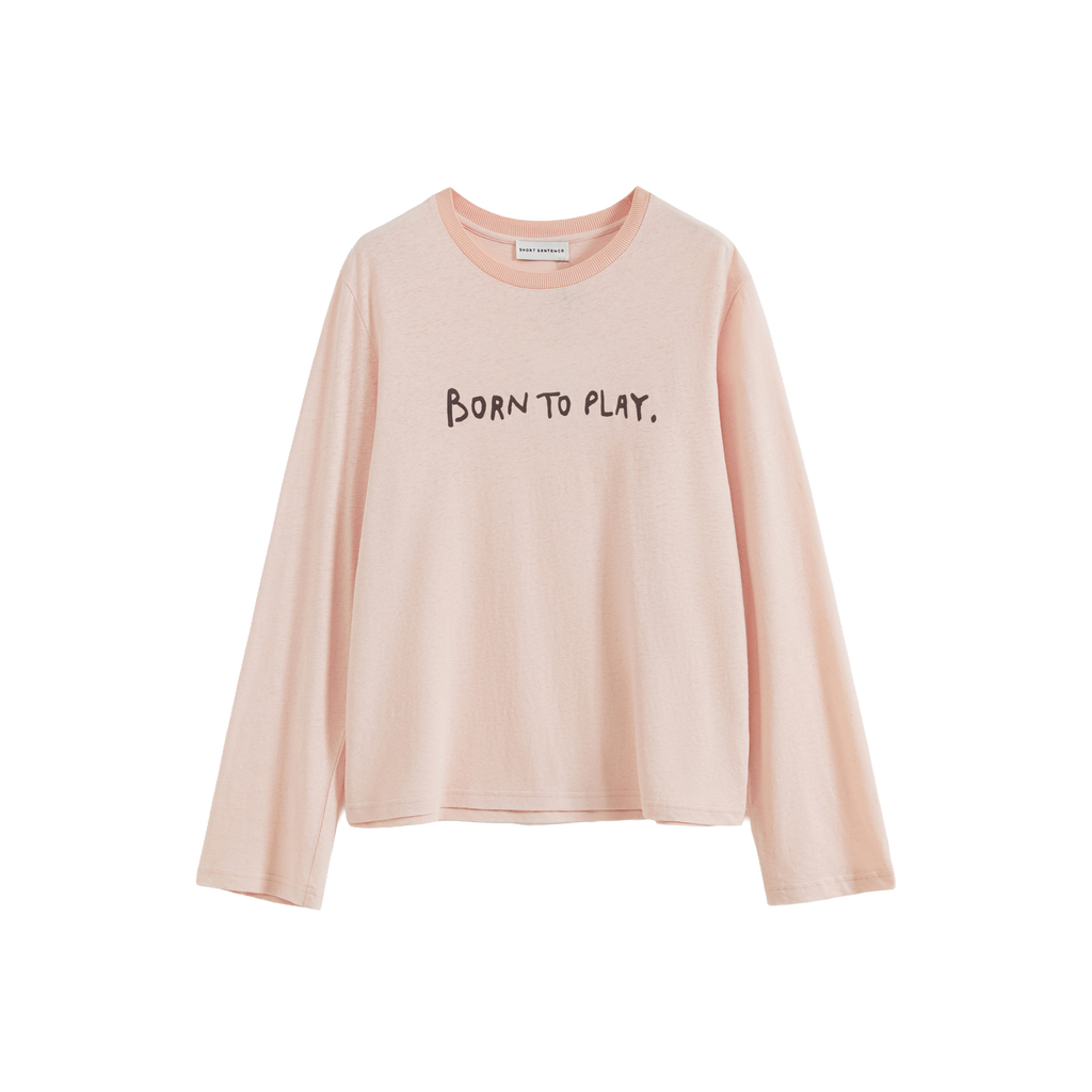 Color-Block Flocked Print Long-Sleeve T-Shirt