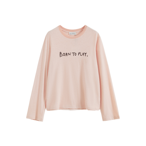 Color-Block Flocked Print Long-Sleeve T-Shirt