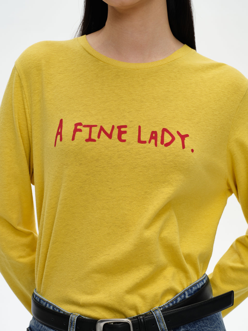 Color-Block Flocked Print Long-Sleeve T-Shirt