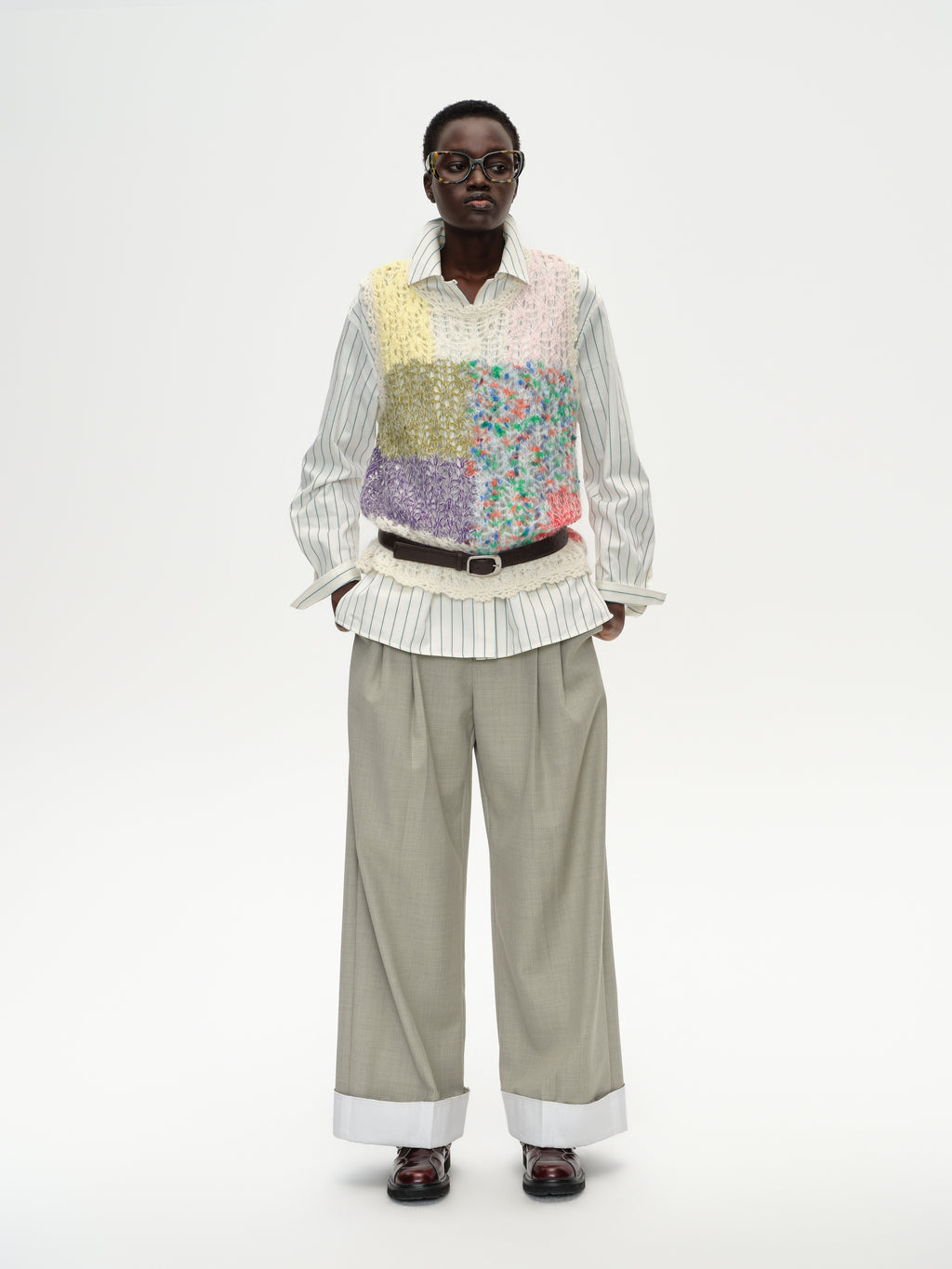 Color-Block Sleeveless Knit Vest