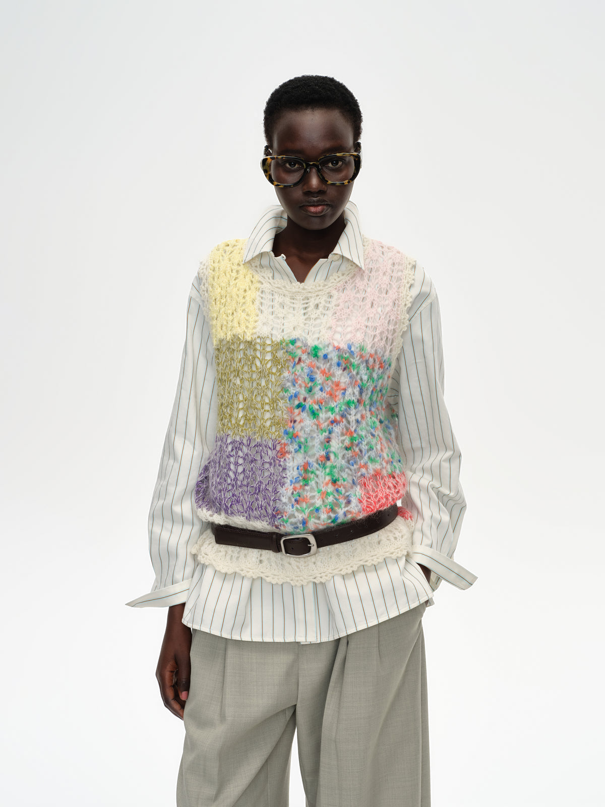 Color-Block Sleeveless Knit Vest