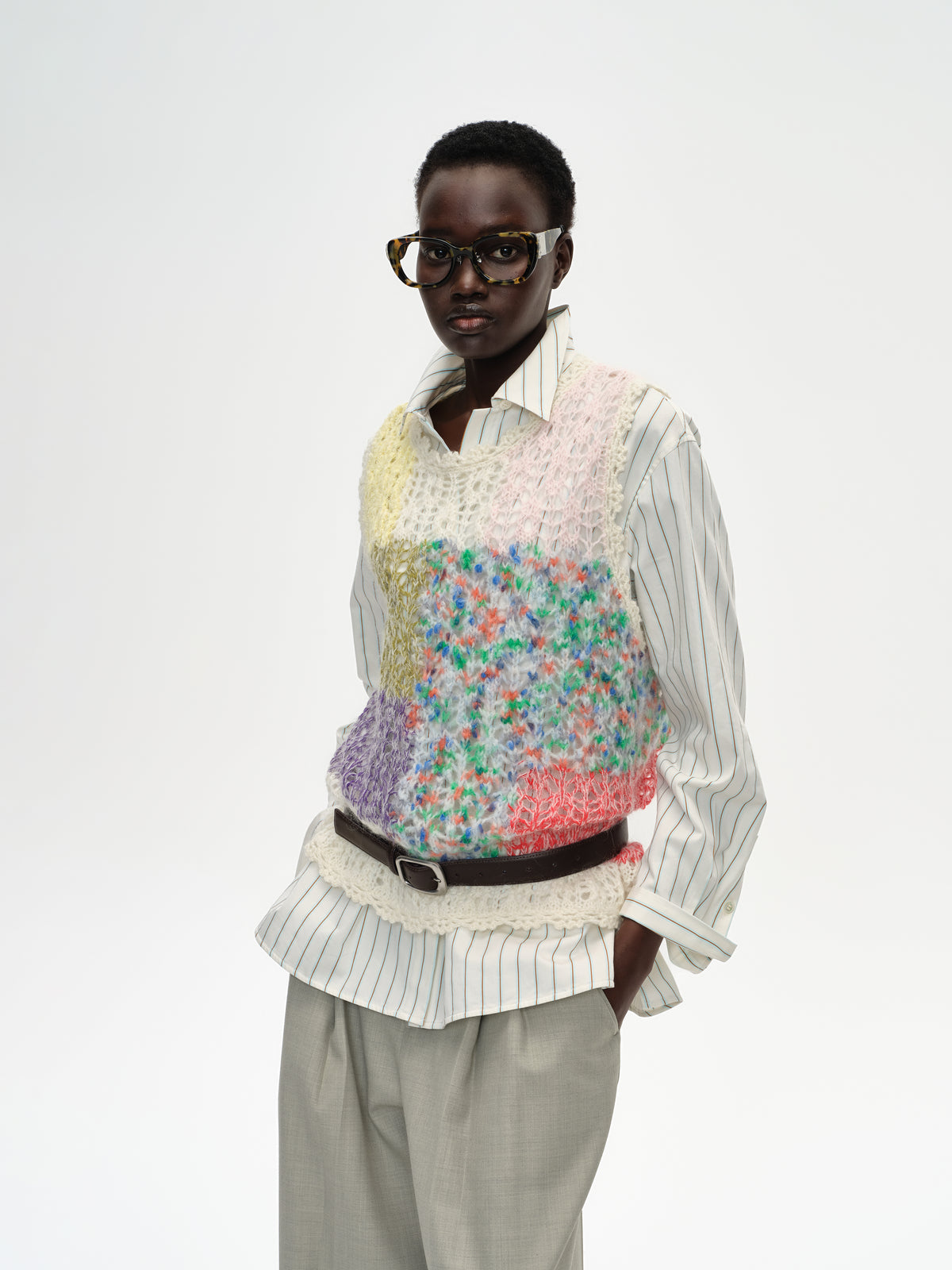 Color-Block Sleeveless Knit Vest