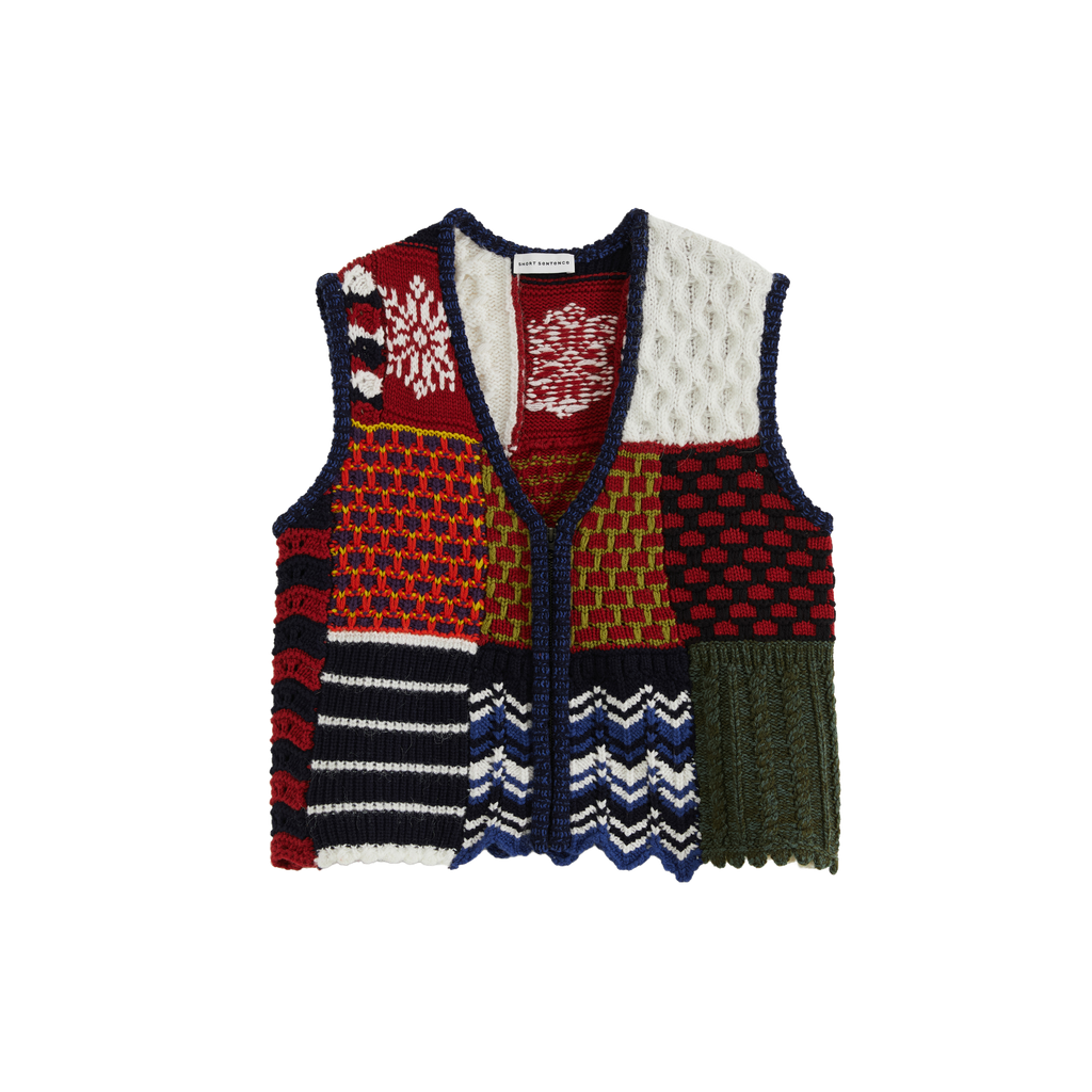 Multi-Floral Patchwork Knit Vest