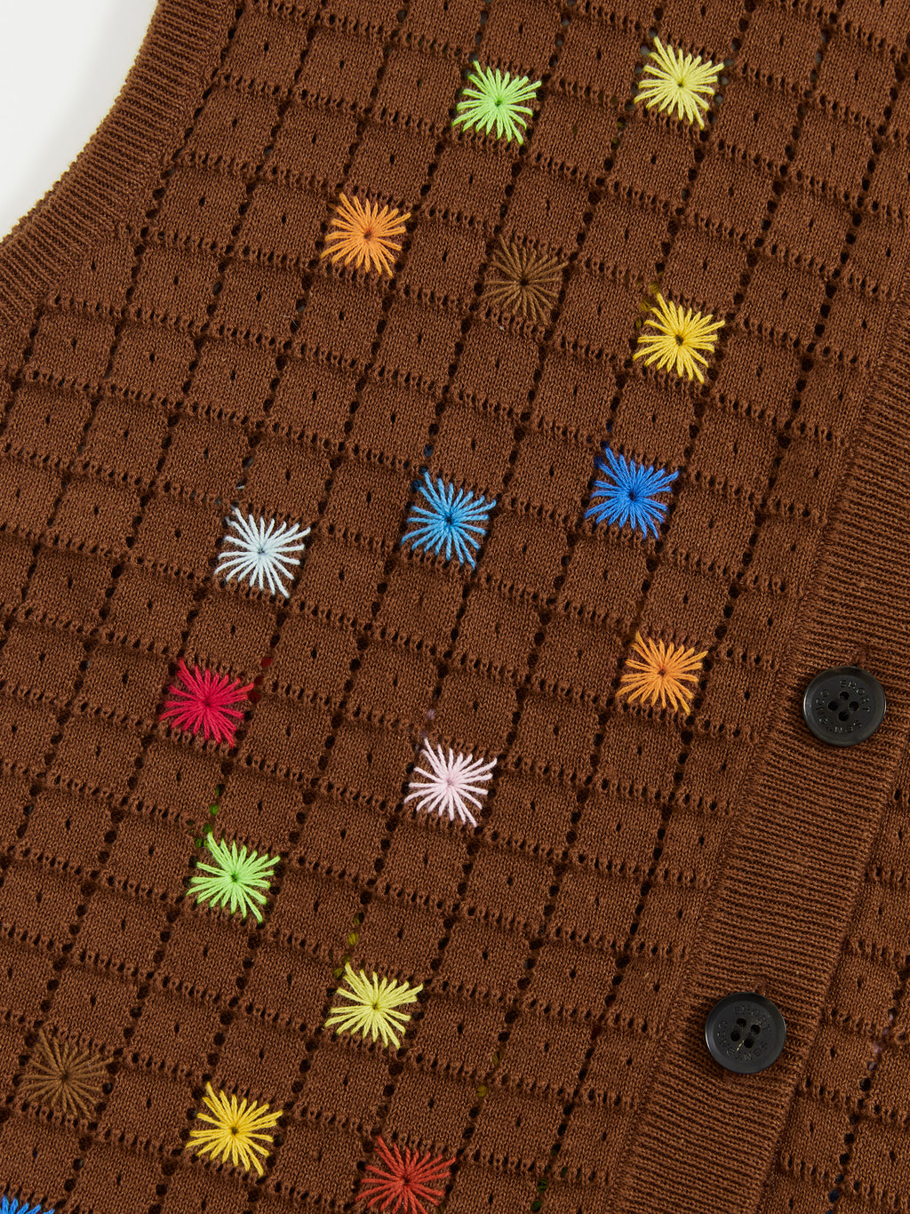 Hollow Out Cross‑Stitch Crew Neck Knit Vest