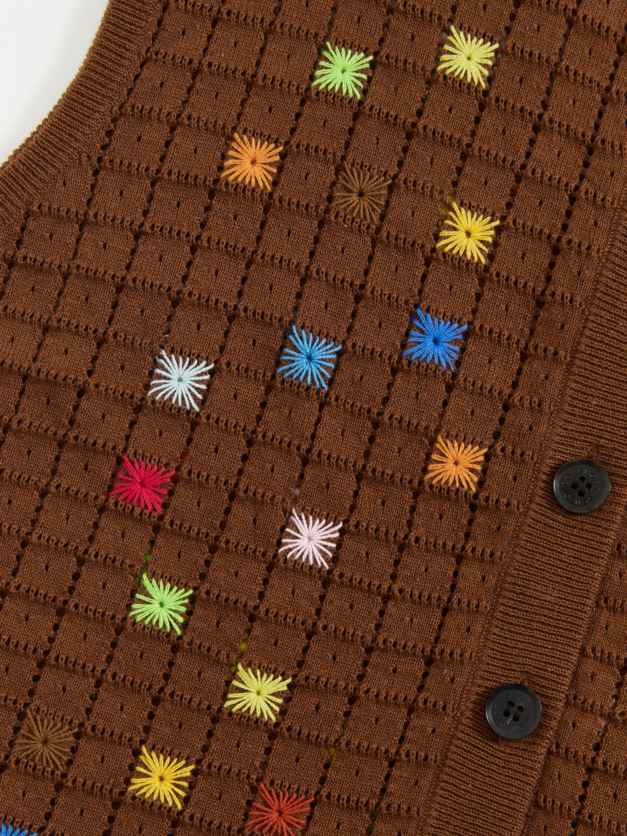 Hollow Out Cross‑Stitch Crew Neck Knit Vest