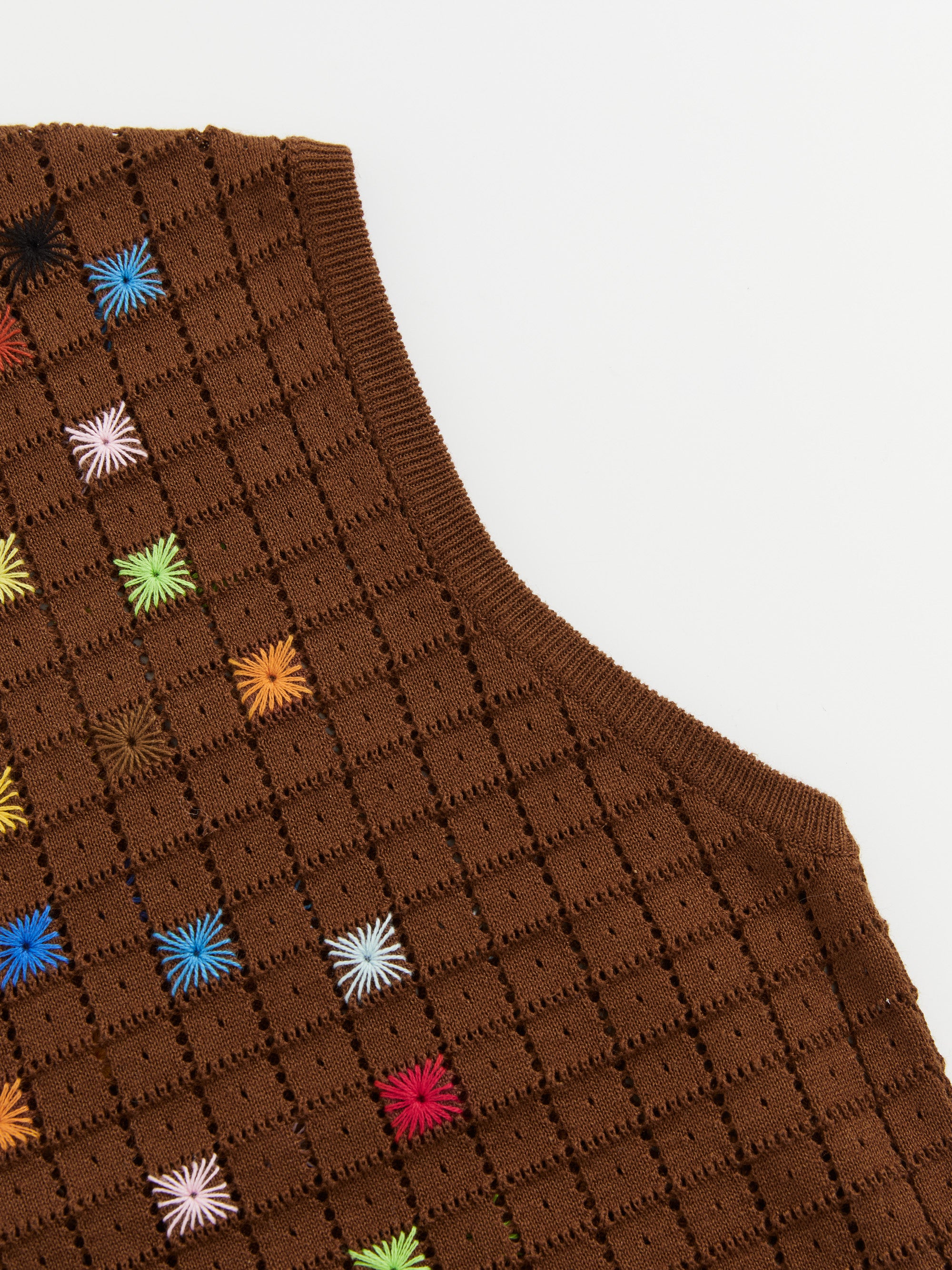 Hollow Out Cross‑Stitch Crew Neck Knit Vest