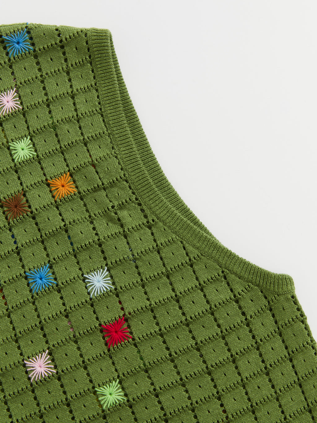 Hollow Out Cross‑Stitch Crew Neck Knit Vest