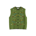 Hollow Out Cross‑Stitch Crew Neck Knit Vest