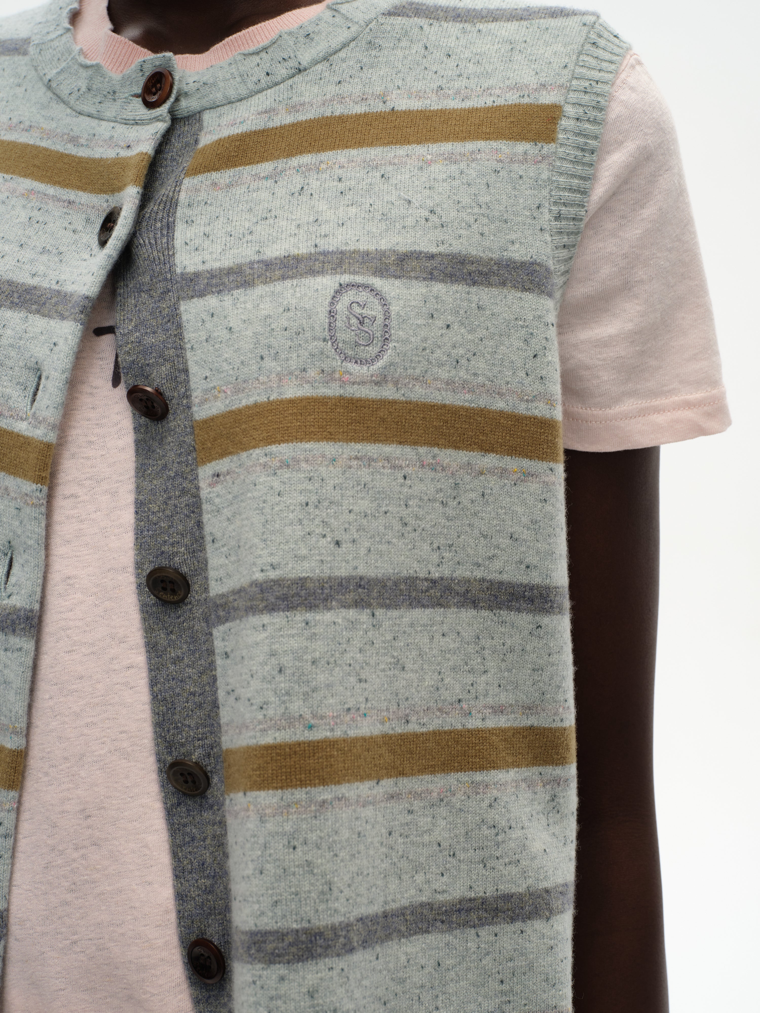 Ombré Stripe Crew Neck Knit Vest