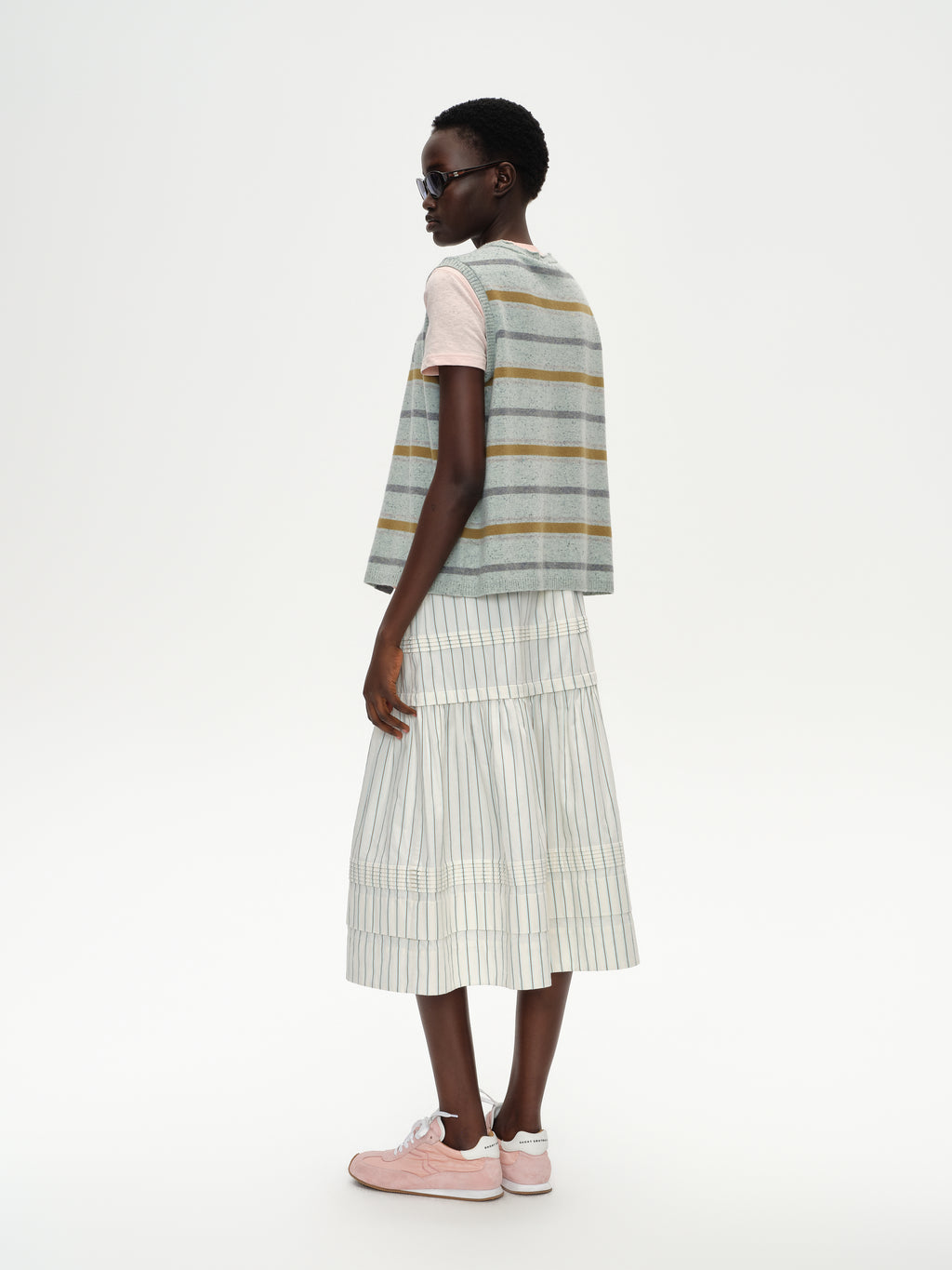 Ombré Stripe Crew Neck Knit Vest