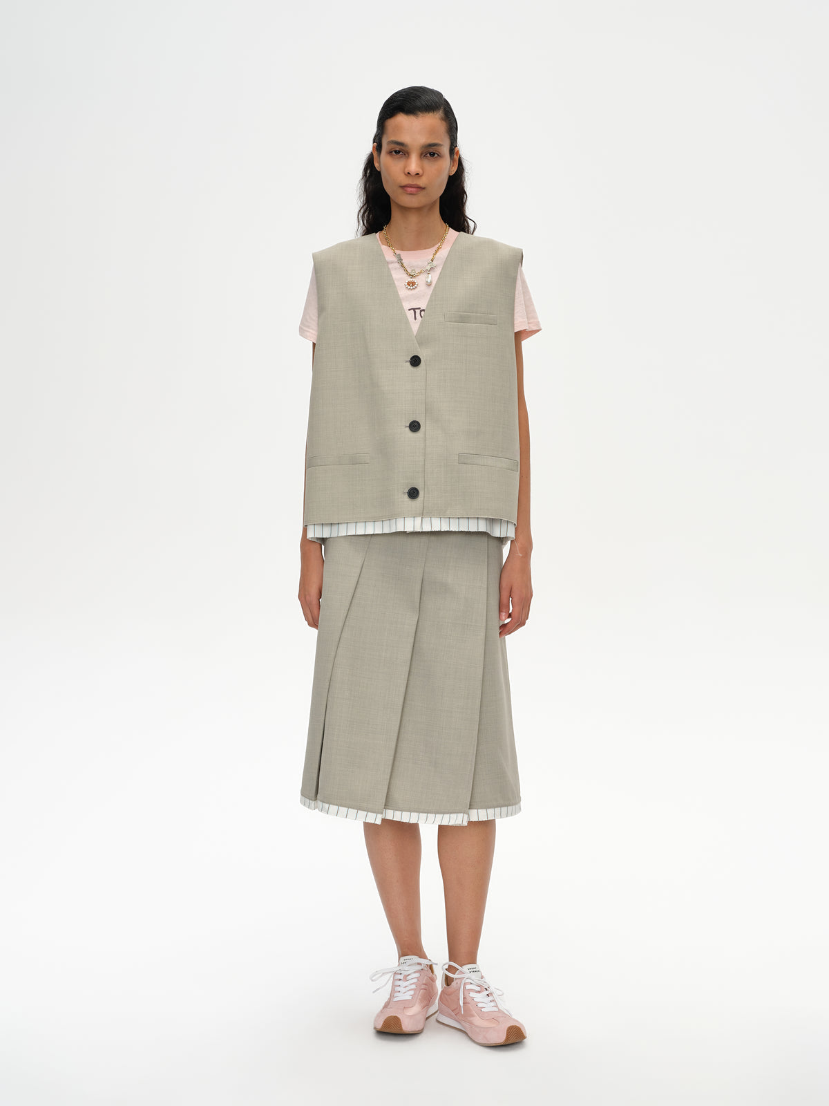 Frayed Hem Paneled Vest