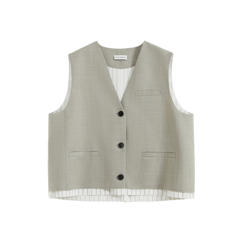 Frayed Hem Paneled Vest