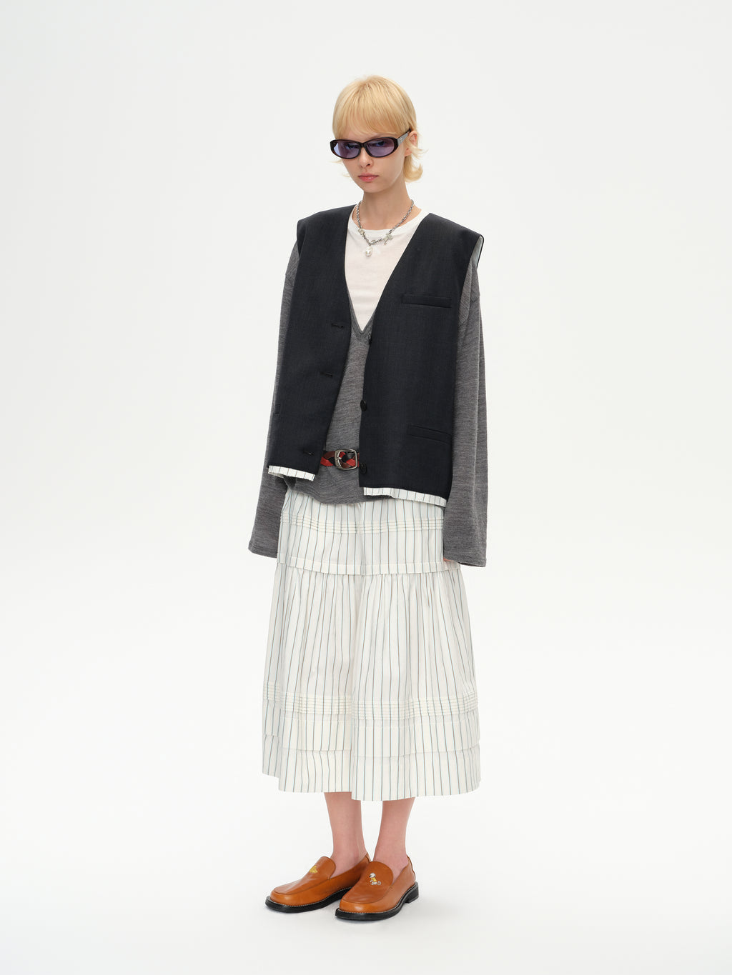 Frayed Hem Paneled Vest