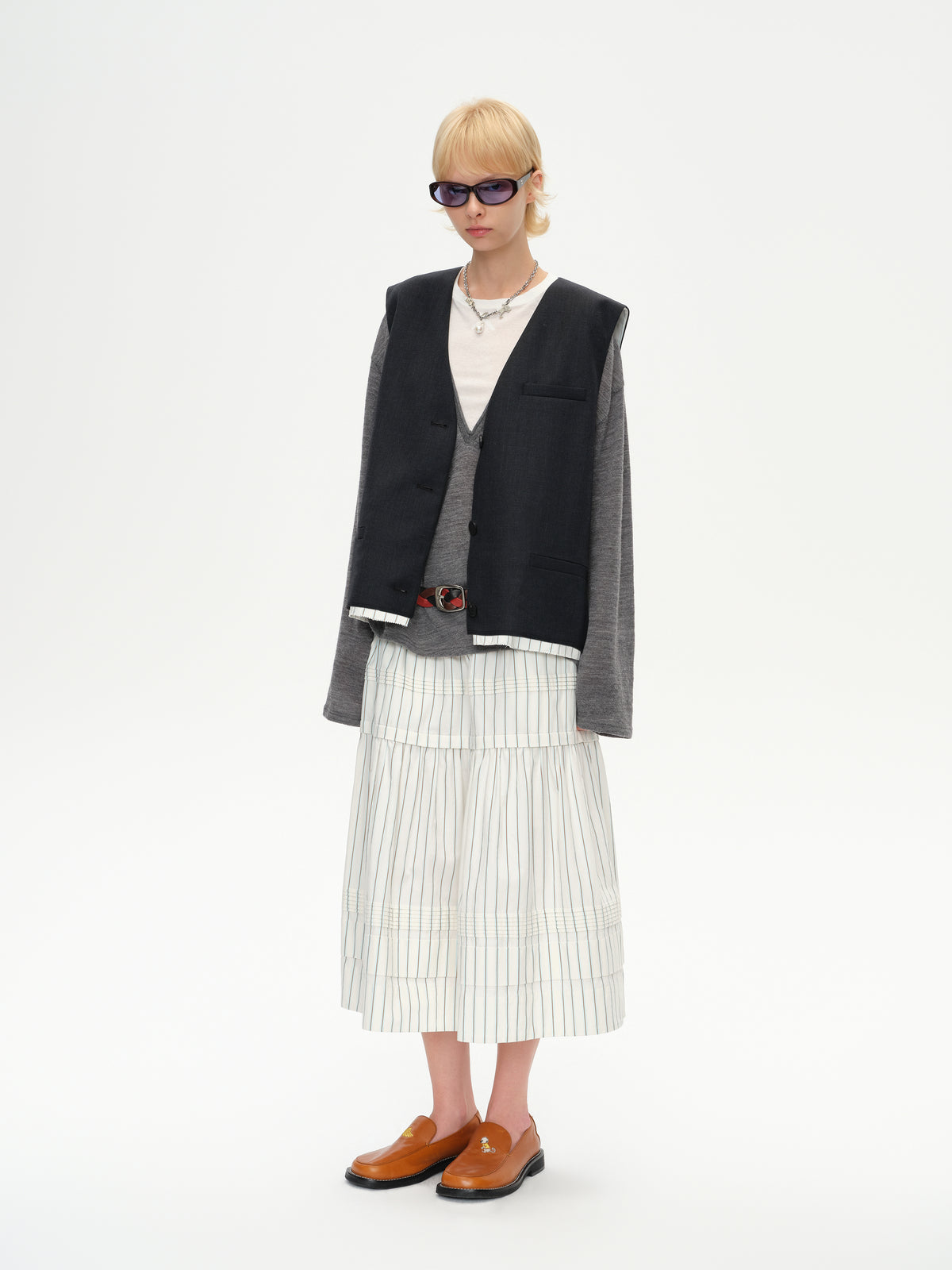 Frayed Hem Paneled Vest