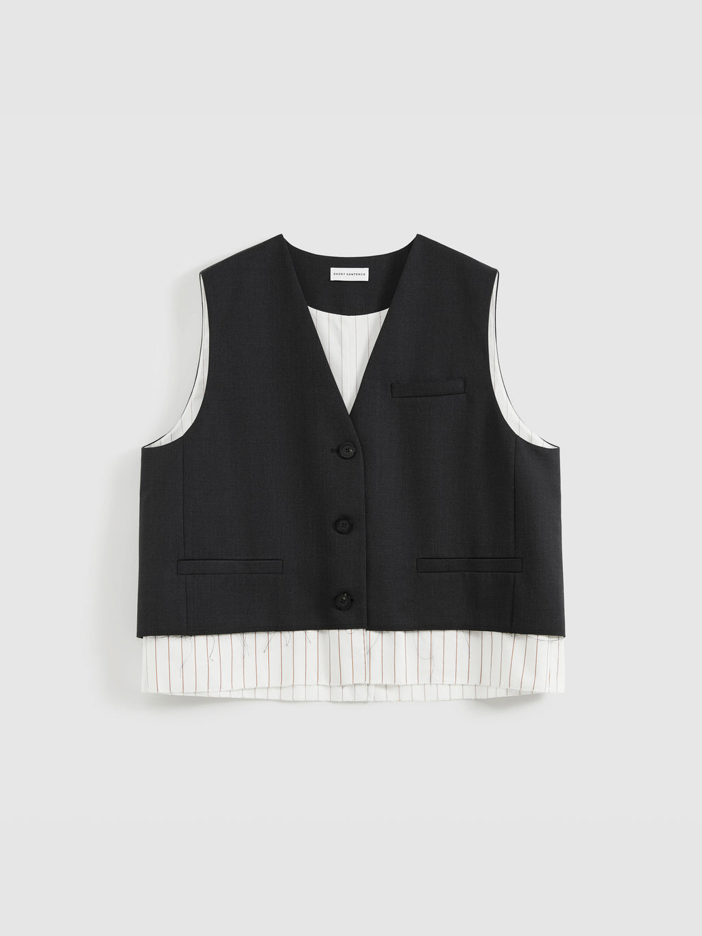 Frayed Hem Paneled Vest