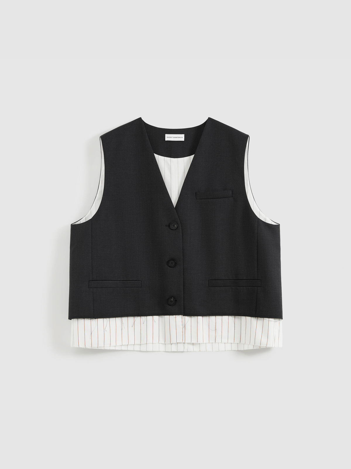 Frayed Hem Paneled Vest
