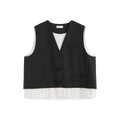 Frayed Hem Paneled Vest