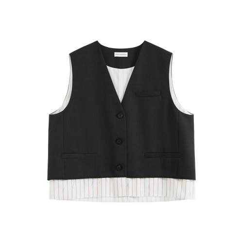 Frayed Hem Paneled Vest