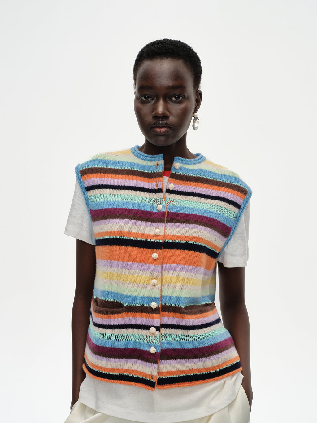 Colorful Striped Knit Vest