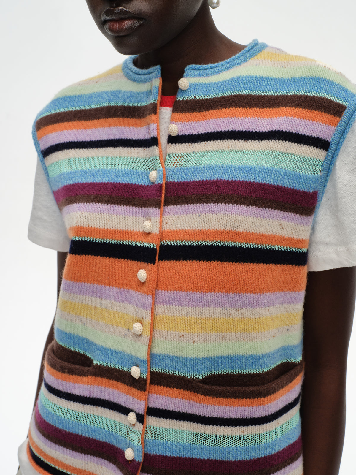 Colorful Striped Knit Vest