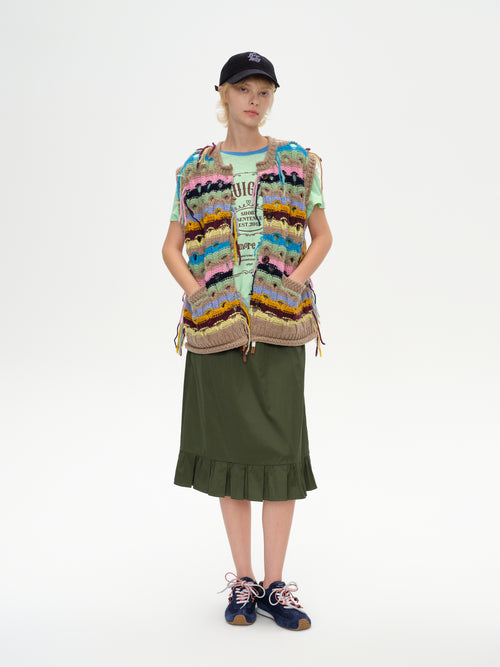 Color-Striped Textured Knit Vest