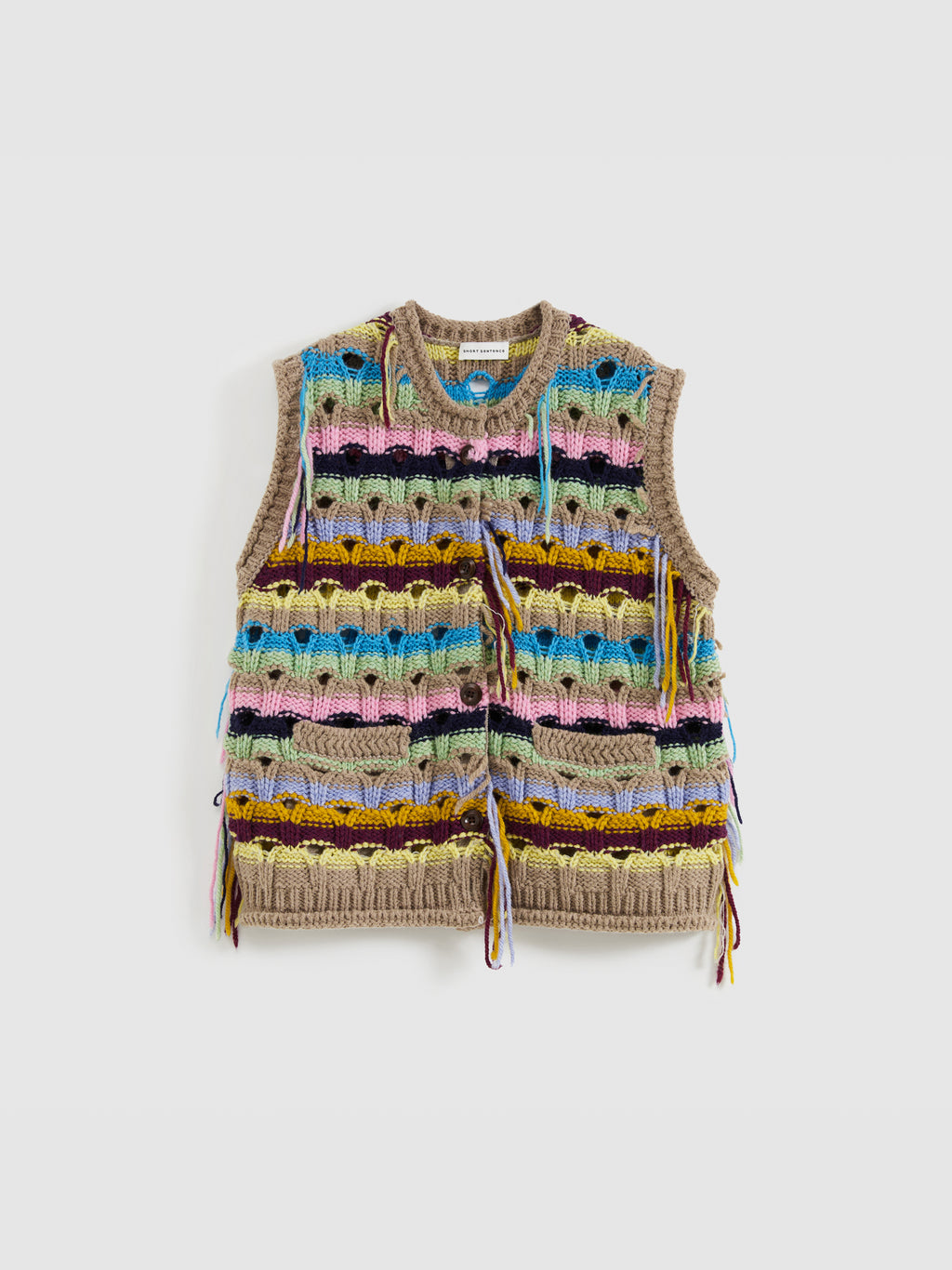 Color-Striped Textured Knit Vest