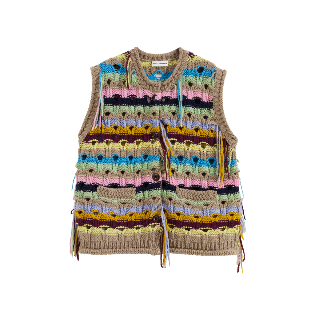 Color-Striped Textured Knit Vest