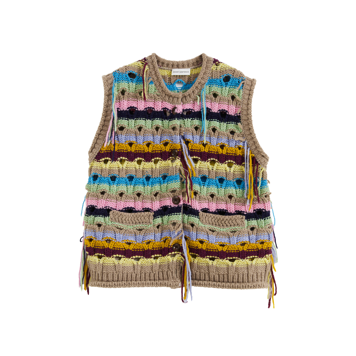 Color-Striped Textured Knit Vest