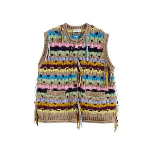 Color-Striped Textured Knit Vest