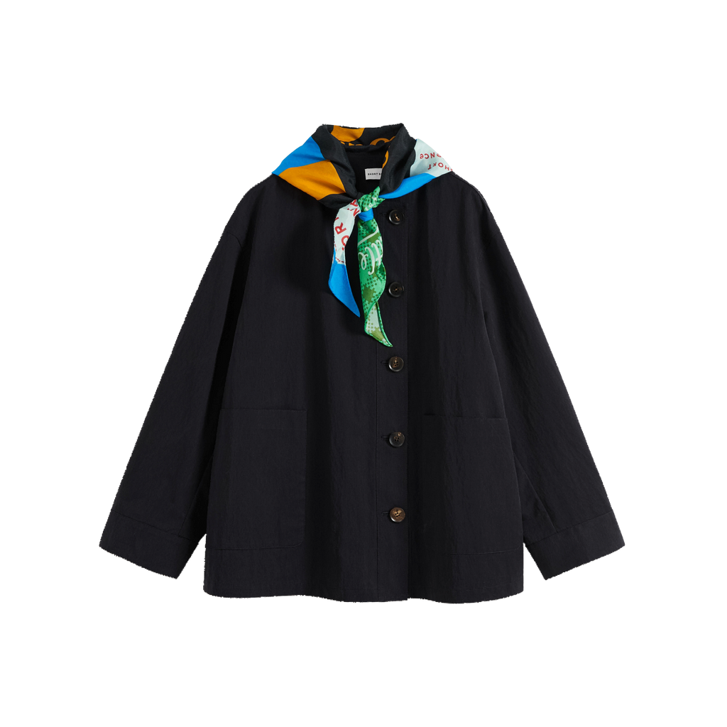 Scarf Collar Cropped Trench Coat