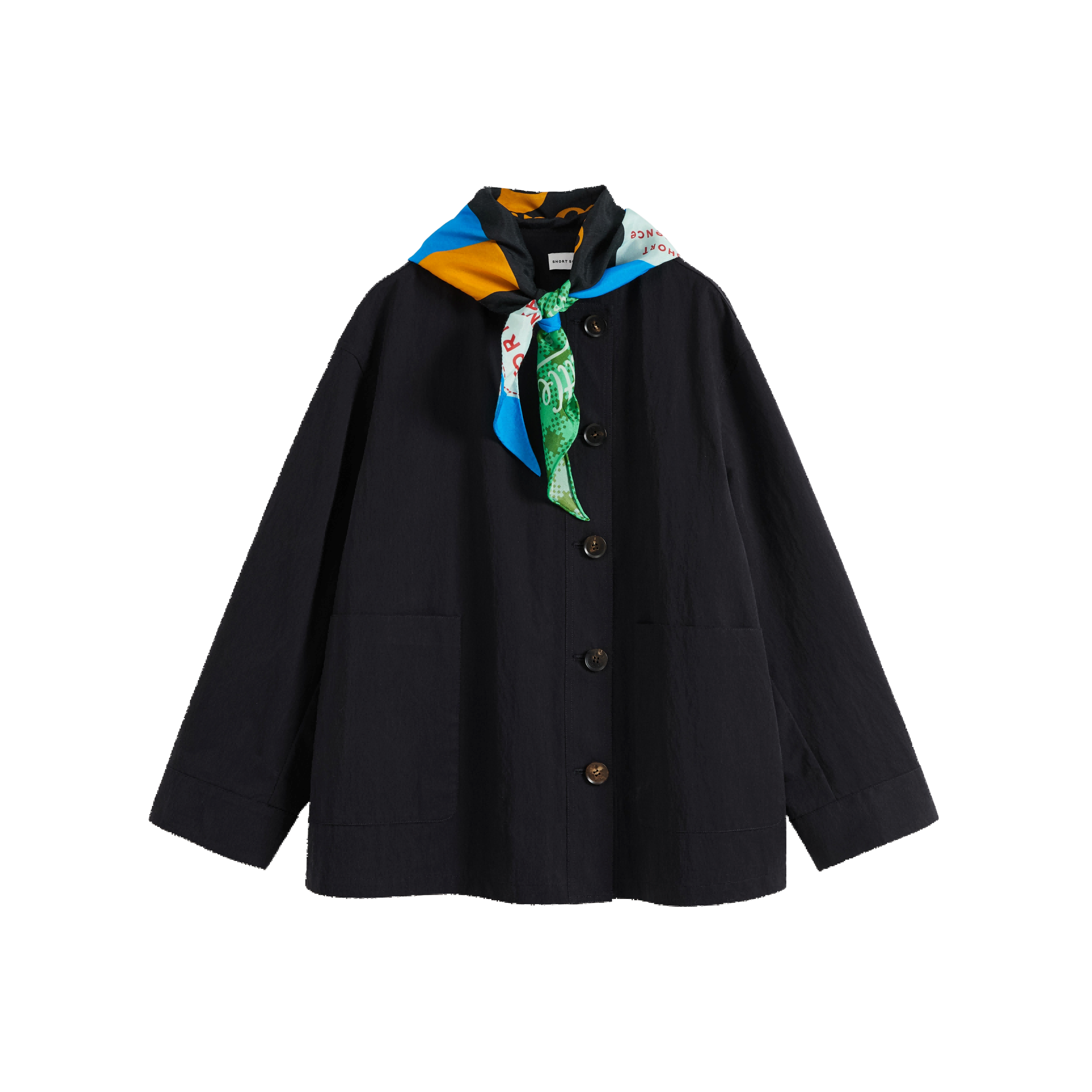 Scarf Collar Cropped Trench Coat