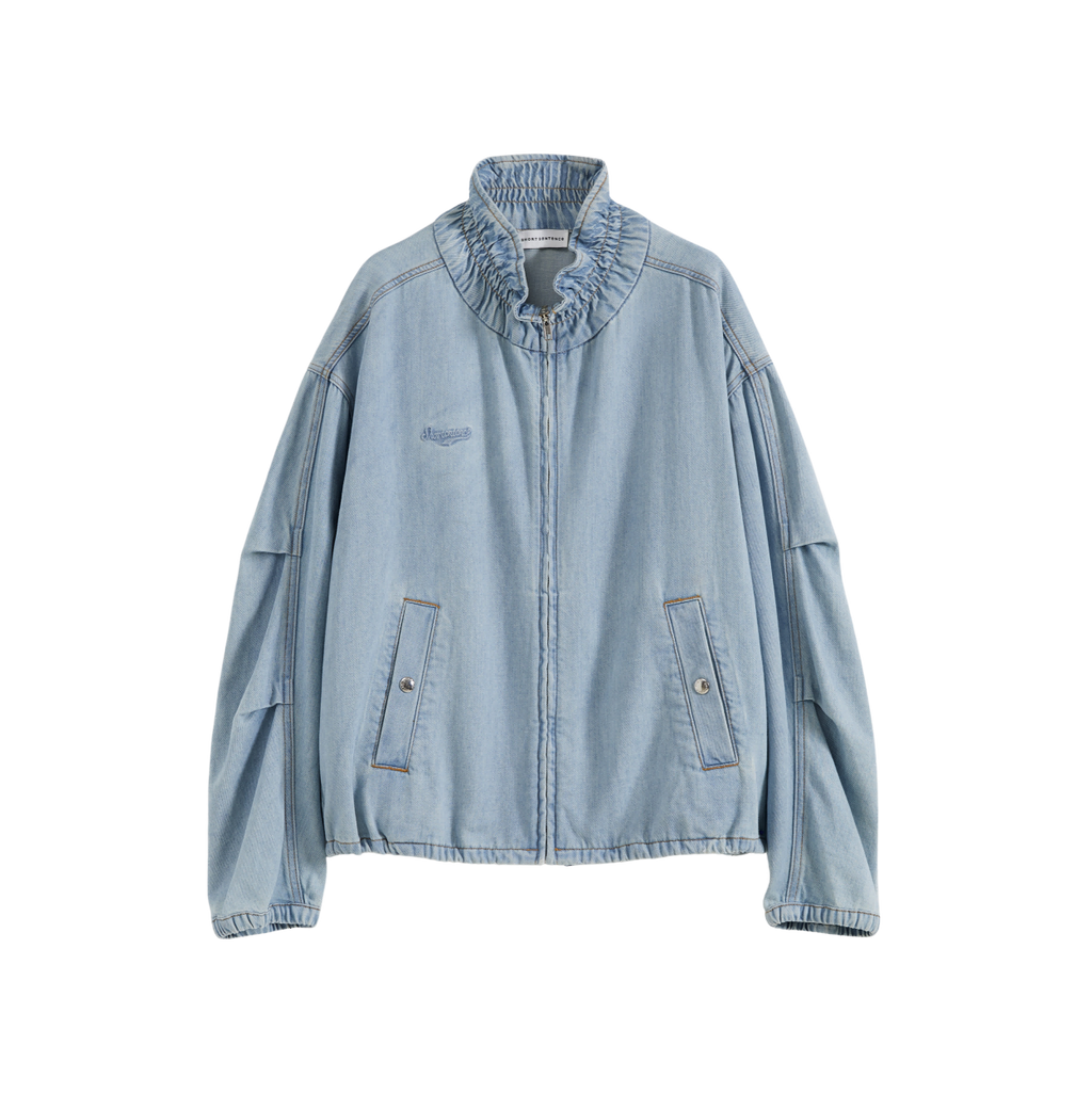Ruffled Collar Tencel Denim Jacket