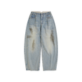 Curved Hem Denim Trousers