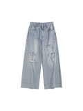Loose Fit Ripped Paint Splatter Jeans