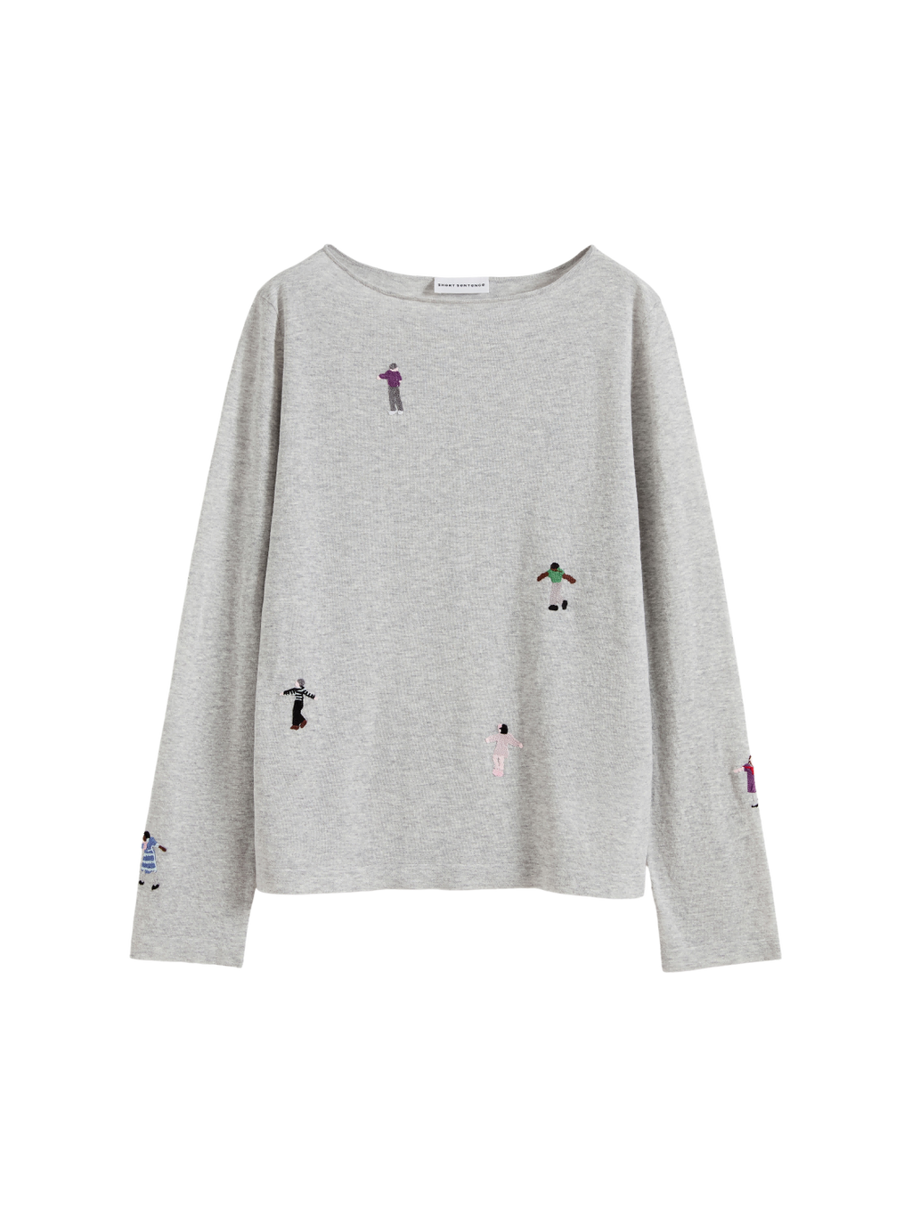 Figure Motif Embroidered Knit Top
