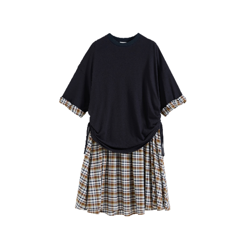 Plaid Patchwork Pleated Dress