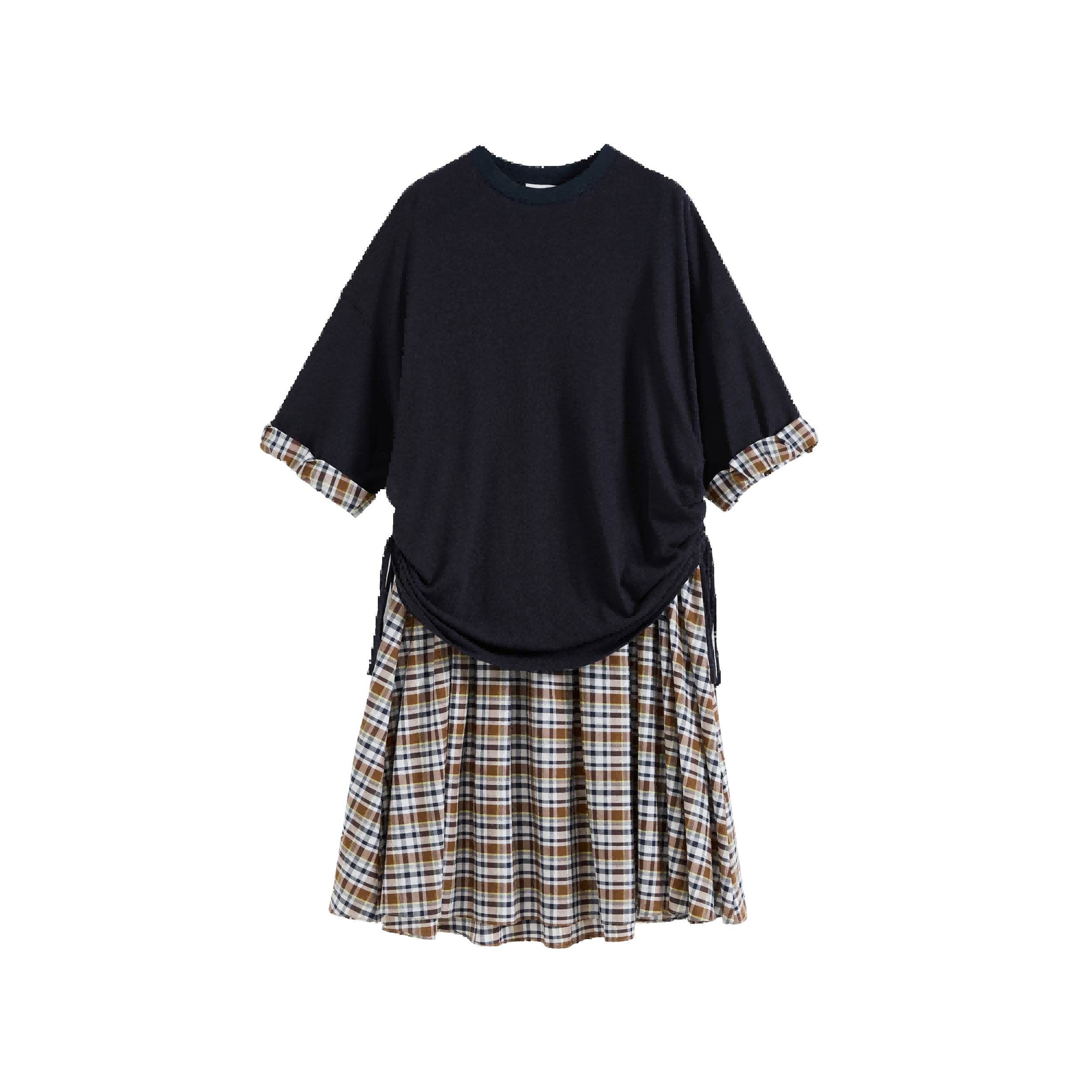 Plaid Patchwork Pleated Dress