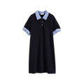 Patchwork Pleated Polo Minidress