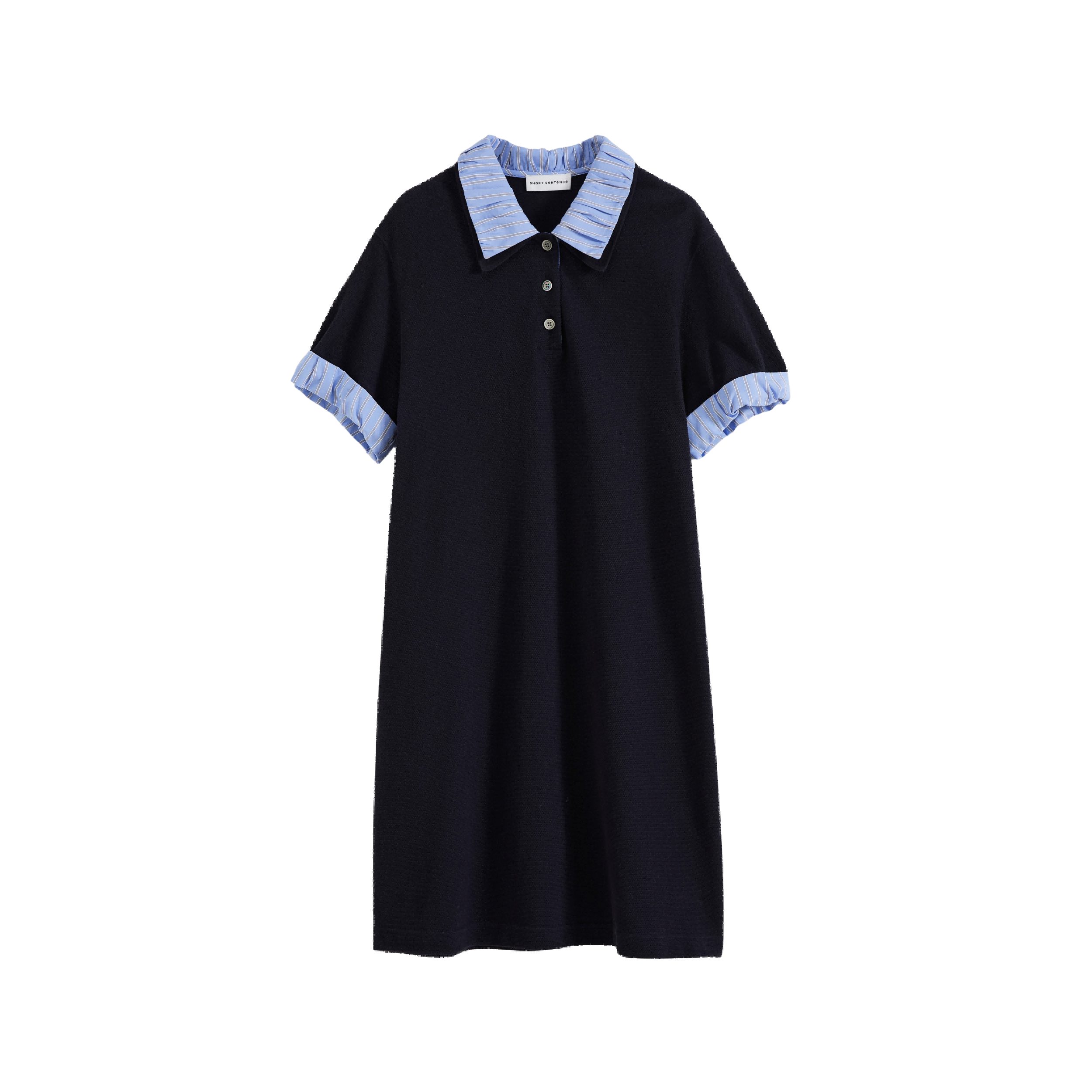 Patchwork Pleated Polo Minidress