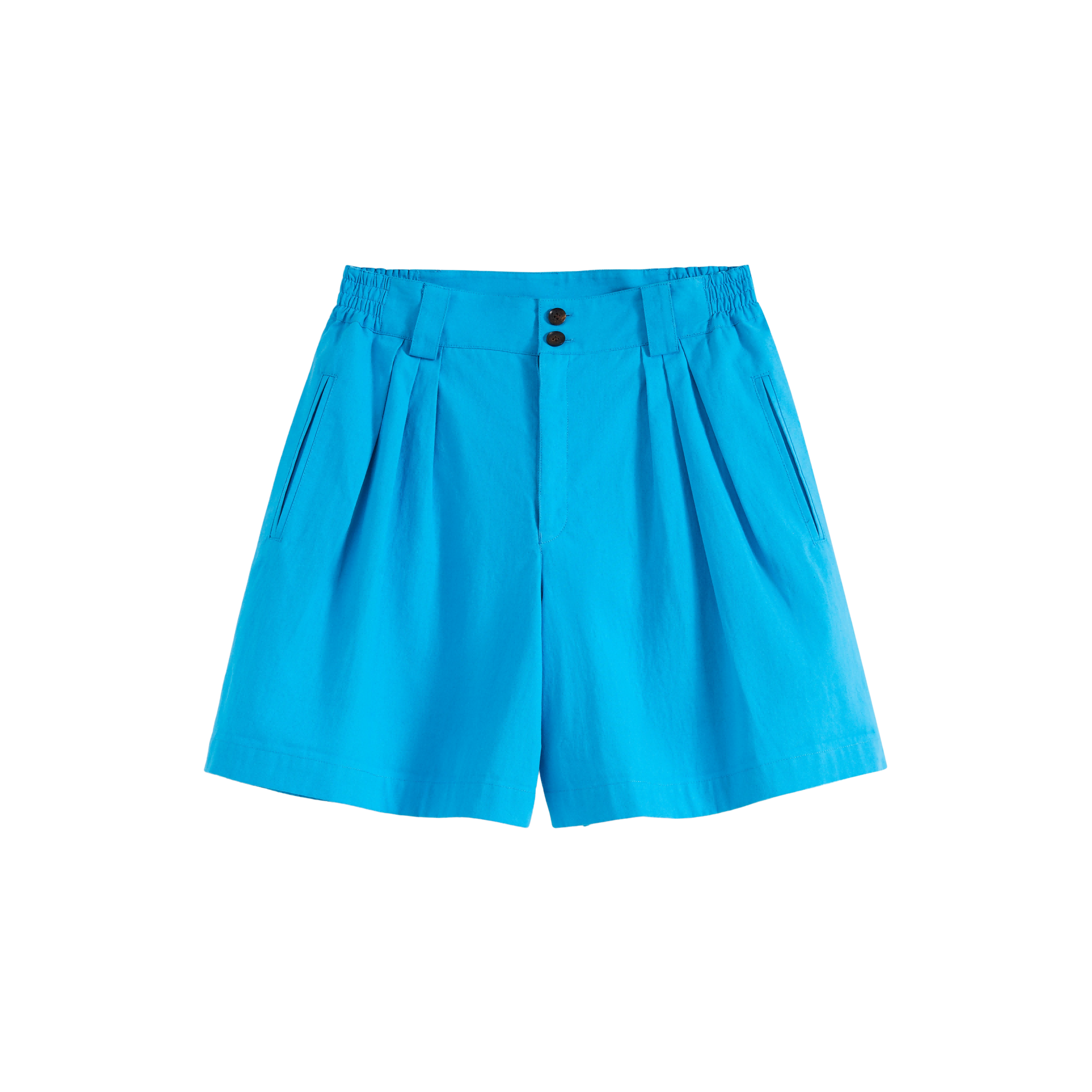 Pleated Elastic-waist Shorts