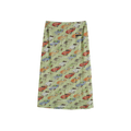 Crinkled Car‑Print Skirt