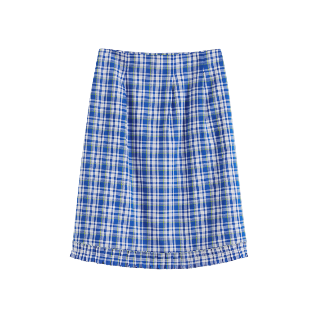 Ruffled Hem Plaid Skirt