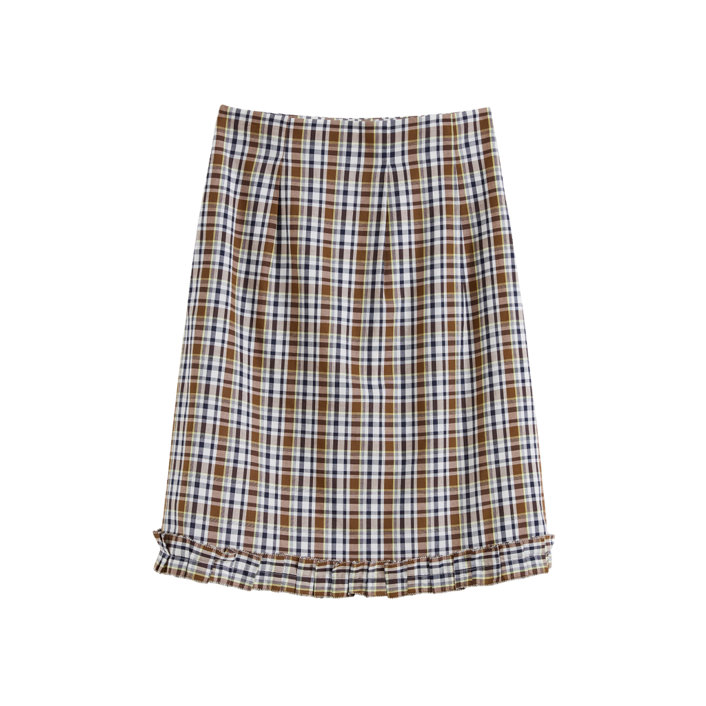 Ruffled Hem Plaid Skirt