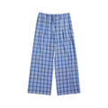 Drawstring Plaid Wide-Leg Trousers