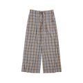 Drawstring Plaid Wide-Leg Trousers