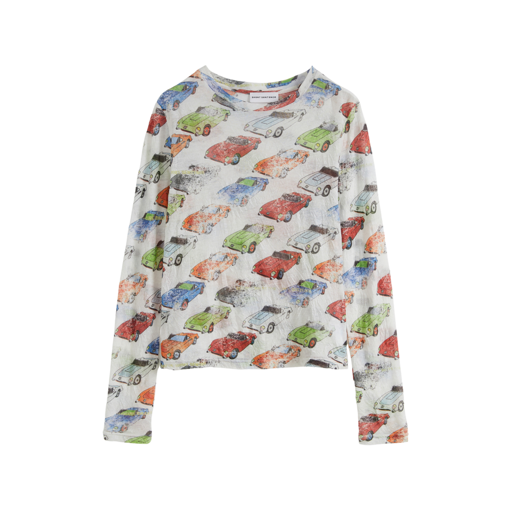 Crinkled Car-Print Shirt