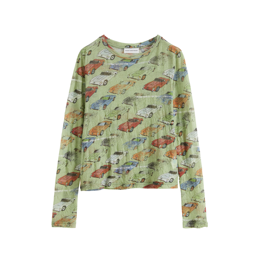 Crinkled Car-Print Shirt