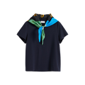 Printed Scarf Collar Fitted T-shirt